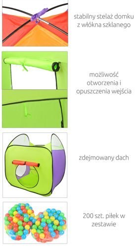 Namiot dla dzieci DOMEK + tunel + 200szt piłek