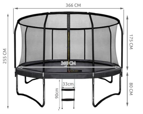 Trampolina ogrodowa 366cm HQ - wew. siatka
