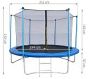 Trampolina ogrodowa 244cm - wew. siatka T7982