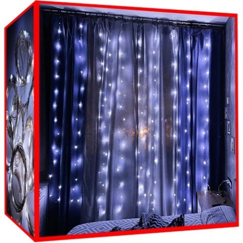 Kurtyna świetlna 300 LED na USB- zimny biały