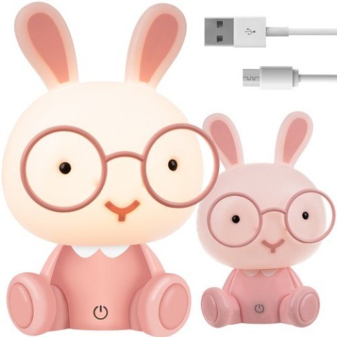 Lampka nocna- królik różowy 23cm