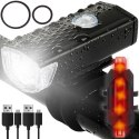 Lampka rowerowa LED USB + tylne światło