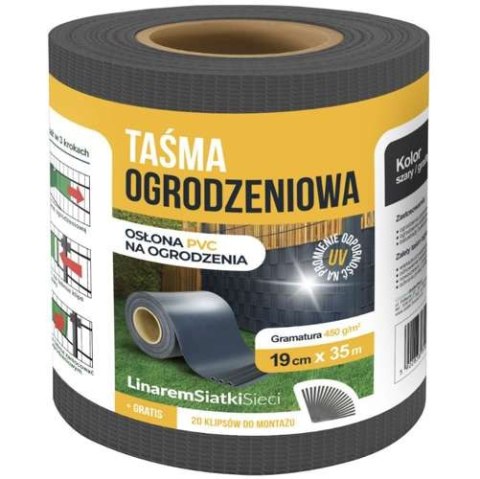Taśma ogrodzeniowa 19cm x 35m - antracyt