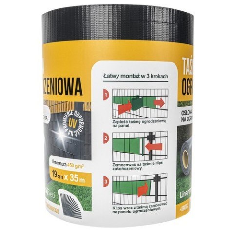 Taśma ogrodzeniowa 19cm x 35m - antracyt
