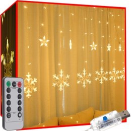 Kurtyna świetlna 138 LED USB ciepły biały KŚ19746