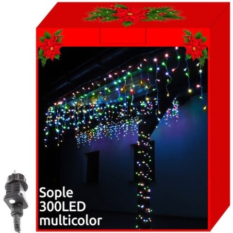 Lampki choinkowe - sople 300 LED multicolor 31V