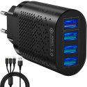 Ładowarka sieciowa 4x USB + kabel Izoxis 19908