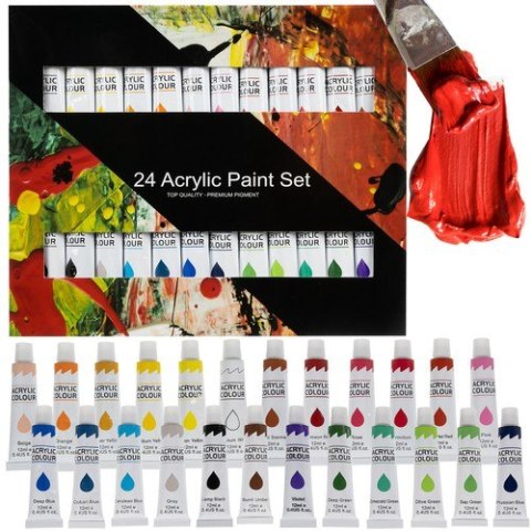 Farby akrylowe 24szt.- 12ml. Maaleo 20363