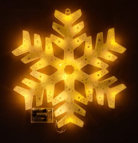 OZDOBA LED NA BATERIE PŁATEK ŚNIEGU ŚNIEŻYNKA LAMPKI BIAŁY CIEPŁY XXL 40CM