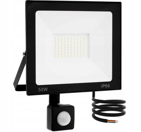 HALOGEN LAMPA Z CZUJNIKIEM RUCHU LED BIAŁY ZIMNY 50W IP66