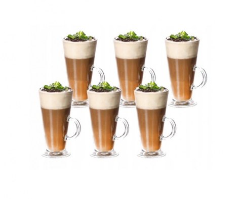 ZESTAW 6SZT SZKLANKA SZKLANKI DO KAWY LATTE 270ML