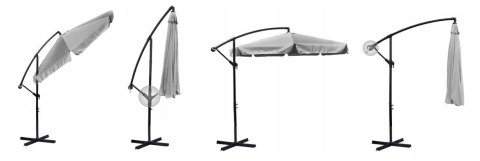 Parasol ogrodowy składany 6 segmentów szary ? 350cm