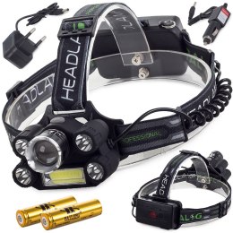 Bailong latarka czołowa 5x led + cob cree xm-l t6