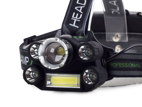 Bailong latarka czołowa 5x led + cob cree xm-l t6