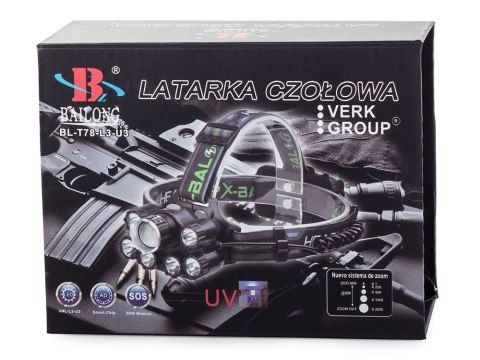 Bailong latarka czołowa 7 x led uv cree xm-l t6