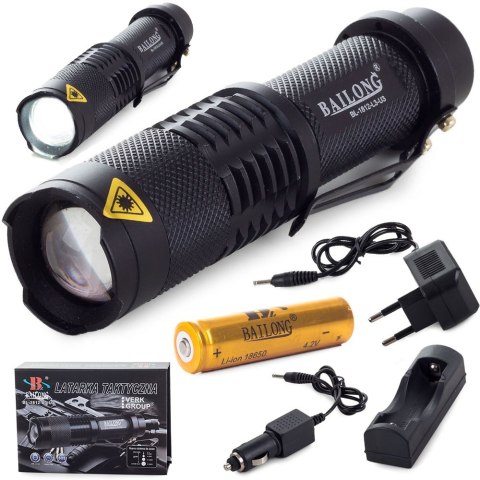 Bailong latarka taktyczna LED CREE zoom XM-L T6