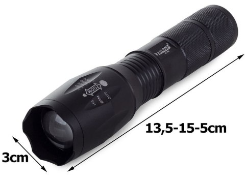Bailong latarka taktyczna led cree zoom xm-l t6