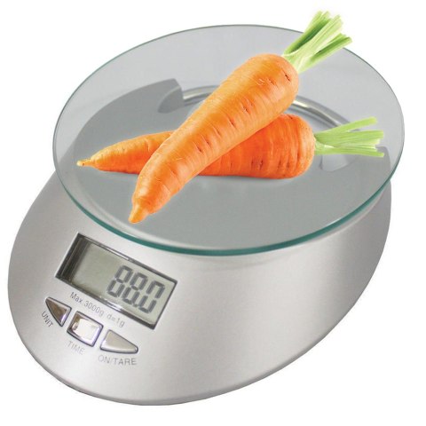 Elektroniczna waga kuchenna szklana 5kg / 1g zegar