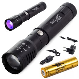 Latarka taktyczna Bailong zoom CREE XP-E Q5 UV LED