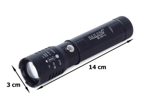 Latarka taktyczna Bailong zoom CREE XP-E Q5 UV LED