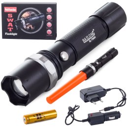Bailong latarka taktyczna dioda led zoom cree xp-e