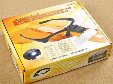 Lupa na głowę czołowa okulary latarka 2 led