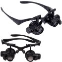 Lupa okulary zegarmistrzowska mocna 2 led 20x 16mm