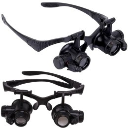 Lupa okulary zegarmistrzowska mocna 2 led 20x 16mm