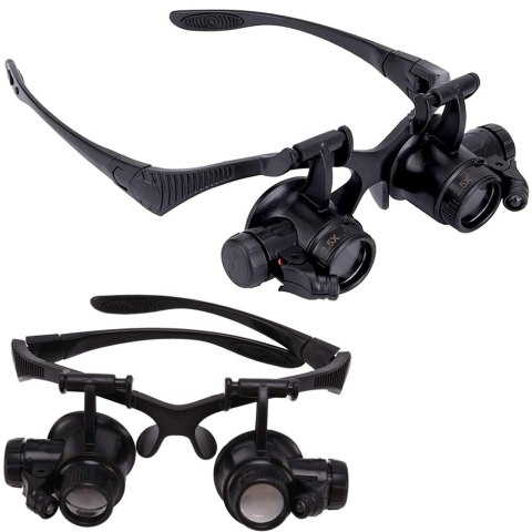 Lupa okulary zegarmistrzowska mocna 2 led 20x 16mm