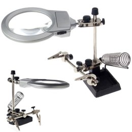 Lupa trzecia ręka 2 led uchwyt 2x 90mm lutowania