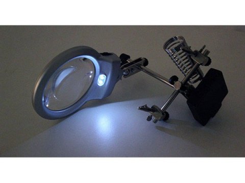 Lupa trzecia ręka 2 led uchwyt 2x 90mm lutowania