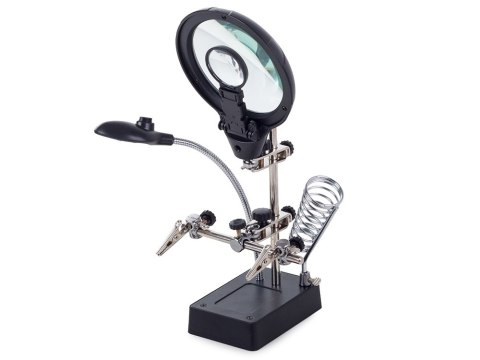 Lupa trzecia ręka 5 led uchwyt 2,5x 90mm lutowania