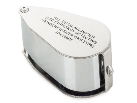 Lupa kieszonkowa składana 2 led uv metalowa 40x