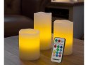 Świeczki świece świeca led rgb pilot 3 szt. 12 kol