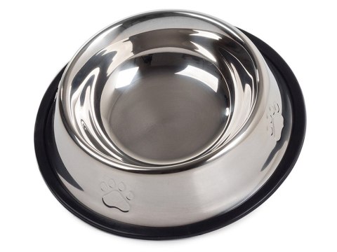 Miska metalowa dla psa kota srebrna na gumie 0,15l
