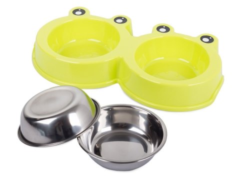 Miska podwójna dla psa kota metalowa 0,175l x 2