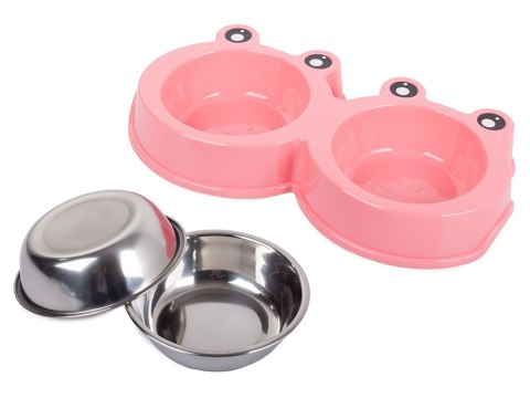 Miska podwójna dla psa kota metalowa 0,3l x 2