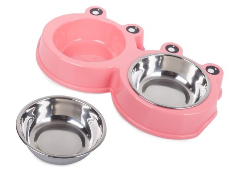 Miska podwójna dla psa kota metalowa 0,3l x 2