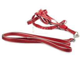 SZELKI DLA PSA KOTA + SMYCZ ODBLASKOWA 1,5CM KOLOR CZERWONY