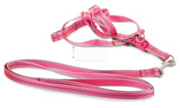 SZELKI DLA PSA KOTA + SMYCZ ODBLASKOWA 1,5CM KOLOR RÓZOWY