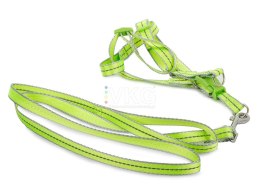 SZELKI DLA PSA KOTA + SMYCZ ODBLASKOWA 1,5CM KOLOR ZIELONY