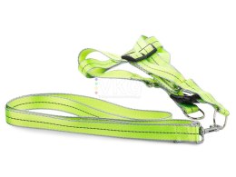 SZELKI DLA PSA KOTA + SMYCZ ODBLASKOWA 2,5CM KOLOR ZIELONY