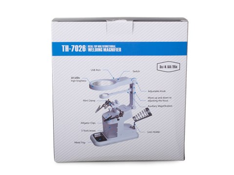 Lupa trzecia ręka 10 led smd uchwyt lutowania 25x
