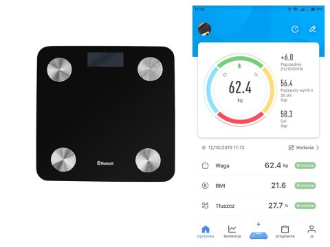 Analityczna waga łazienkowa bluetooth lcd szklana