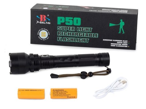 Latarka Bailong taktyczna mocna LED XHP50 zoom usb