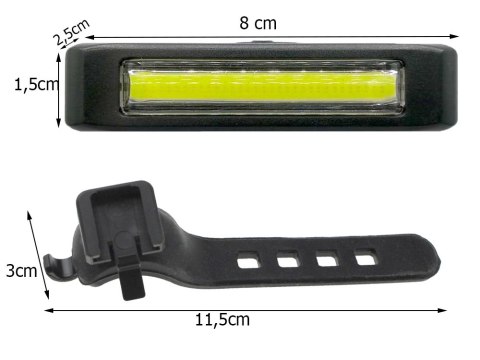 Lampka rowerowa tylna tył usb led cob lampa 100lm