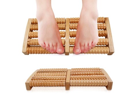 Masażer do stóp tradycyjny drewniany roller 2x5