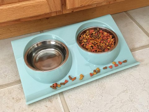 Miska podwójna dla psa kota metalowa z podstawką