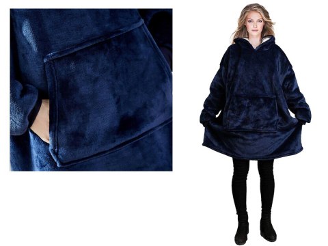 Ciepła bluza koc oversize xxl 2w1 gruba futrzak