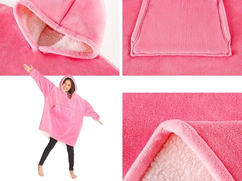 Ciepła bluza koc oversize xxl 2w1 gruba futrzak